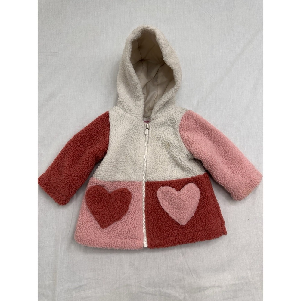 Carter's Toddlers 18 M White/Pink Fleece Hooded Jacket